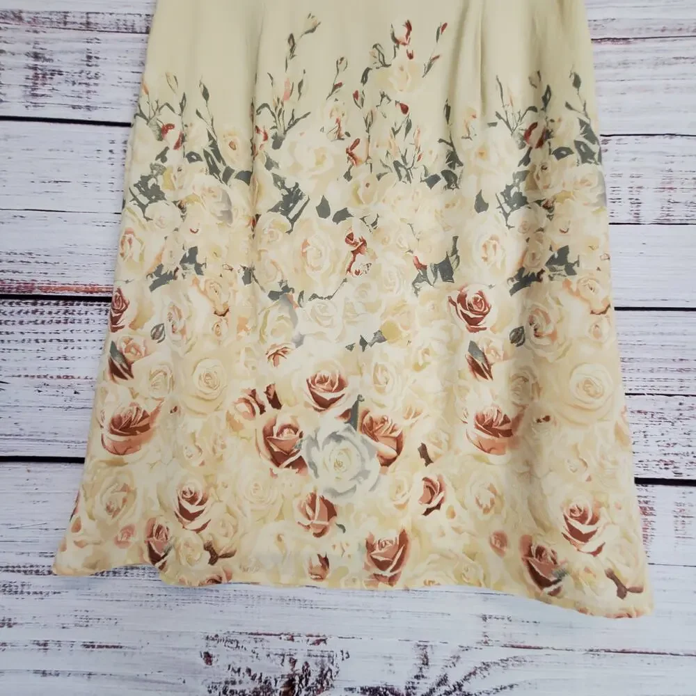 Petite Sophisticate Silk Floral Skirt Size 6 Muted Floral Roses Whimsy Fairycore - Picture 4 of 10